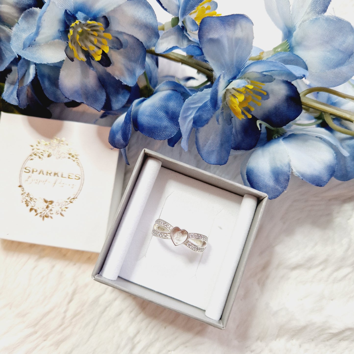 Double cz Criss Cross Small Heart Ring