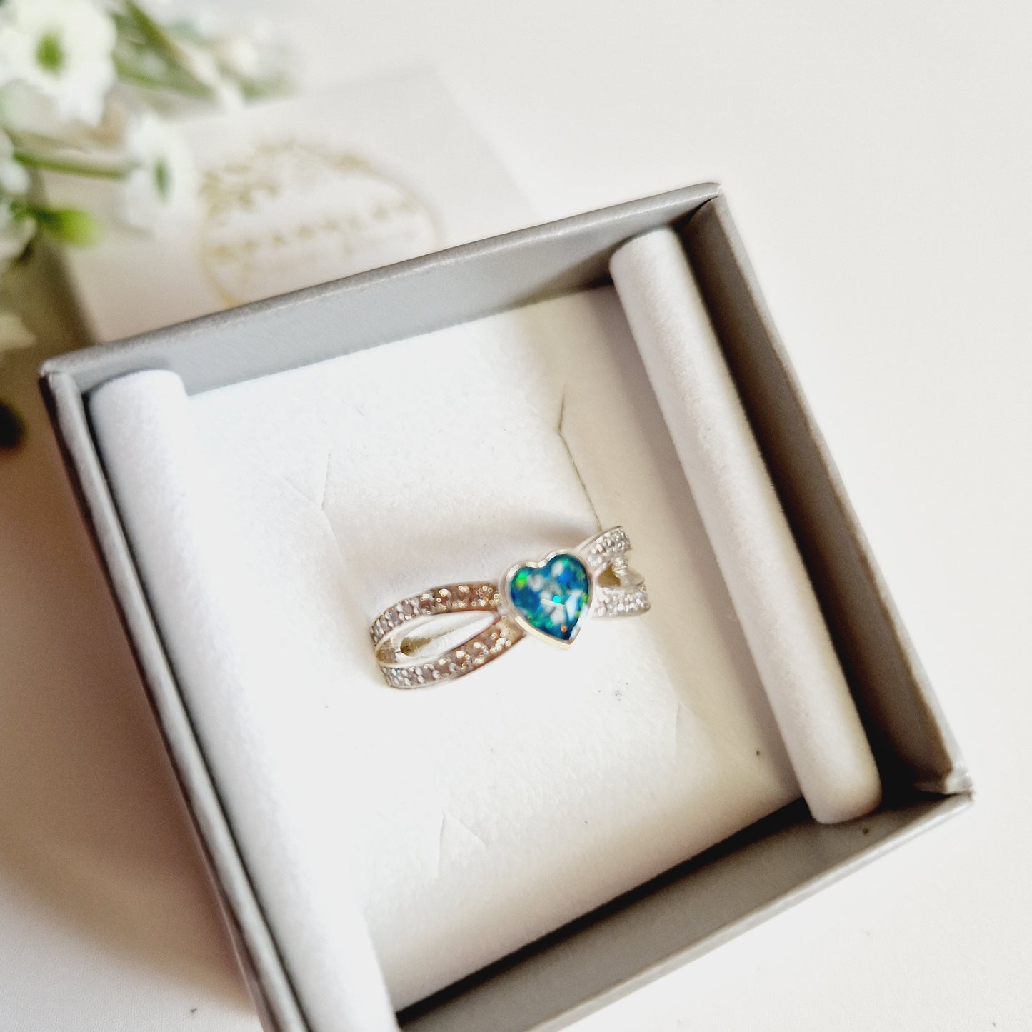 Double cz Criss Cross Small Heart Ring