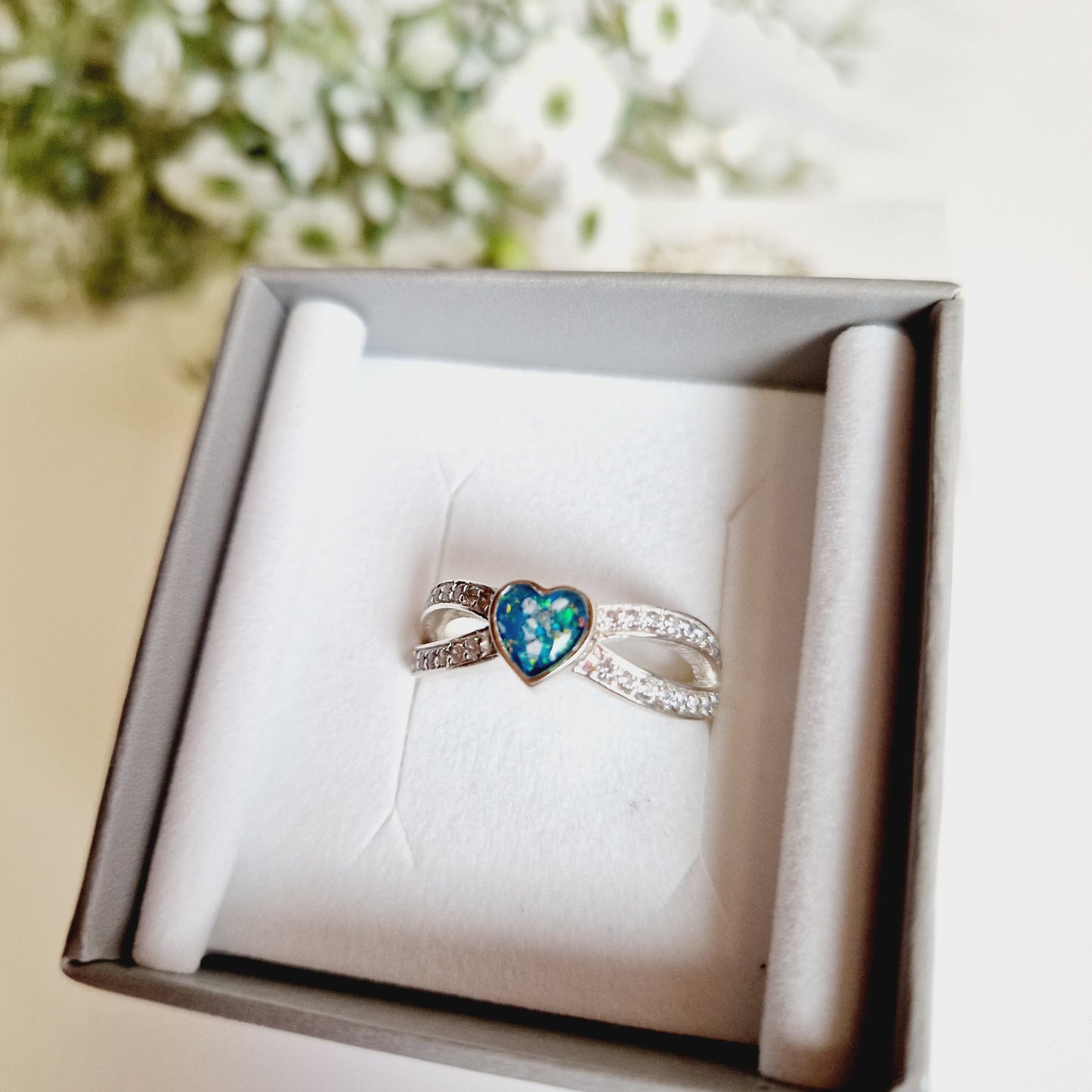 Double cz Criss Cross Small Heart Ring