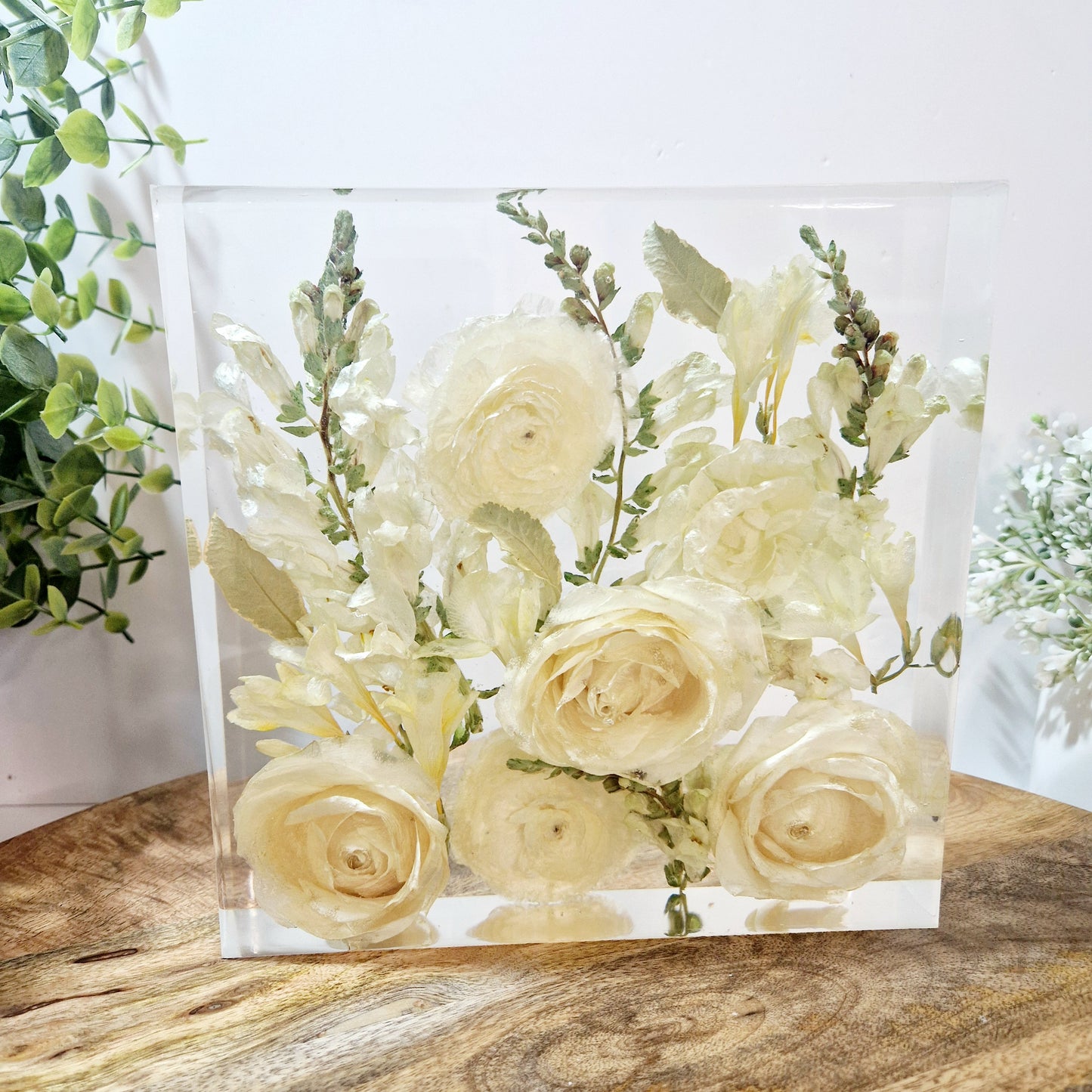 25cm Flower Preservation square block, wedding flowers or memorial flowers preserved.