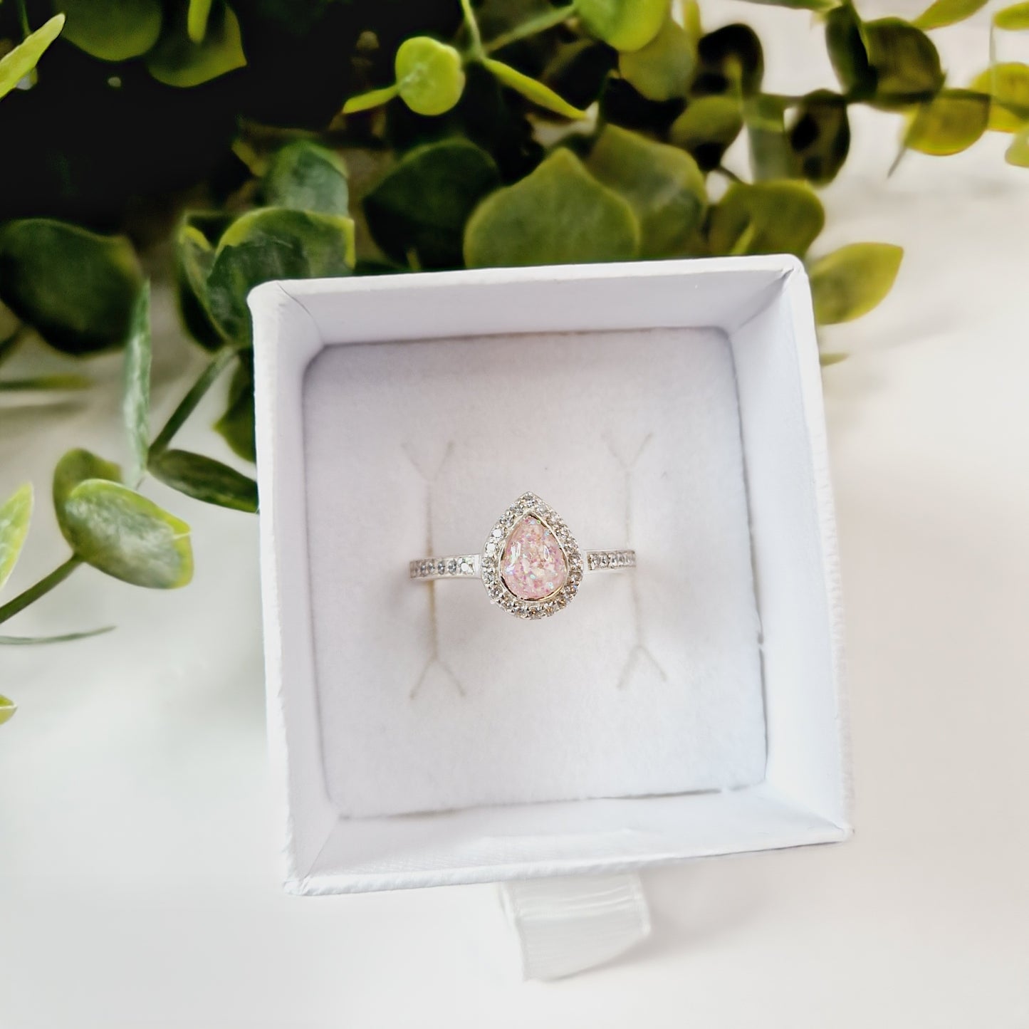 Pear drop diamante ring