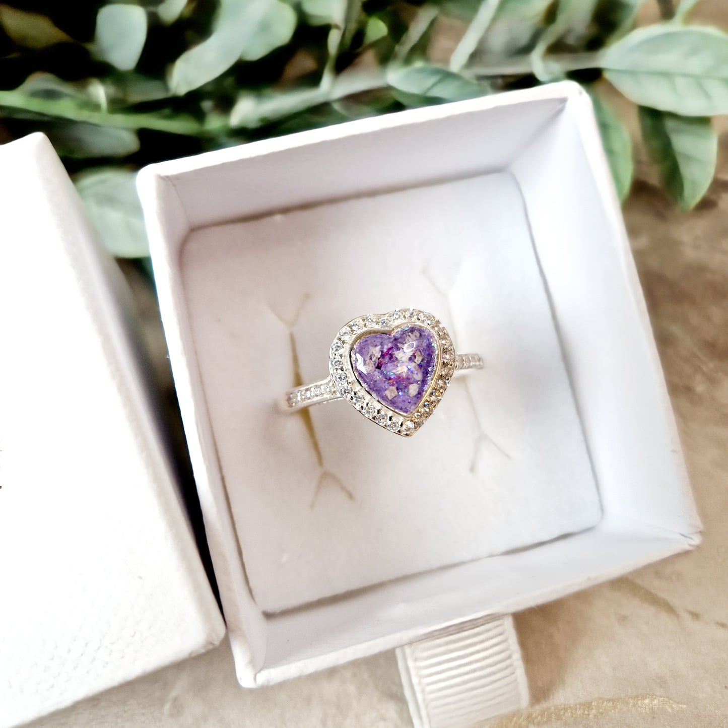 Crystal large heart ring