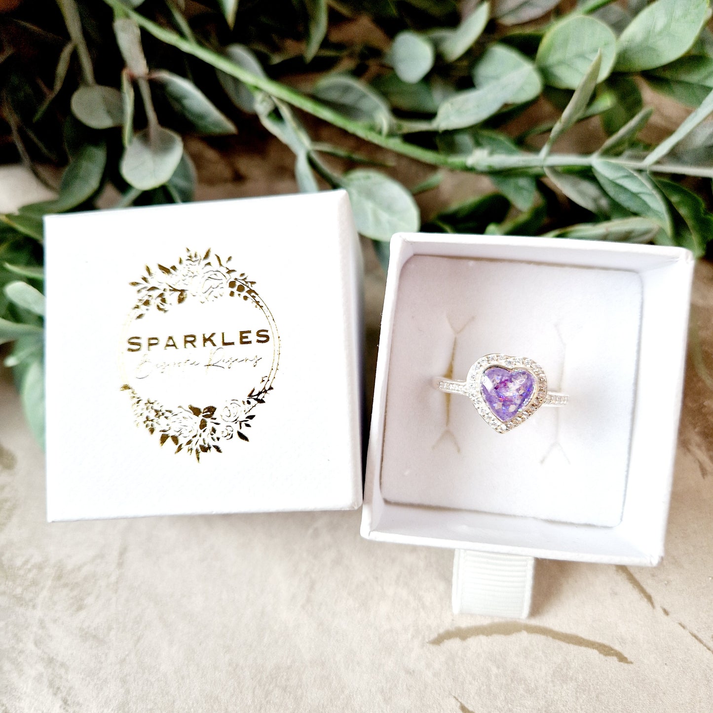 Crystal large heart ring