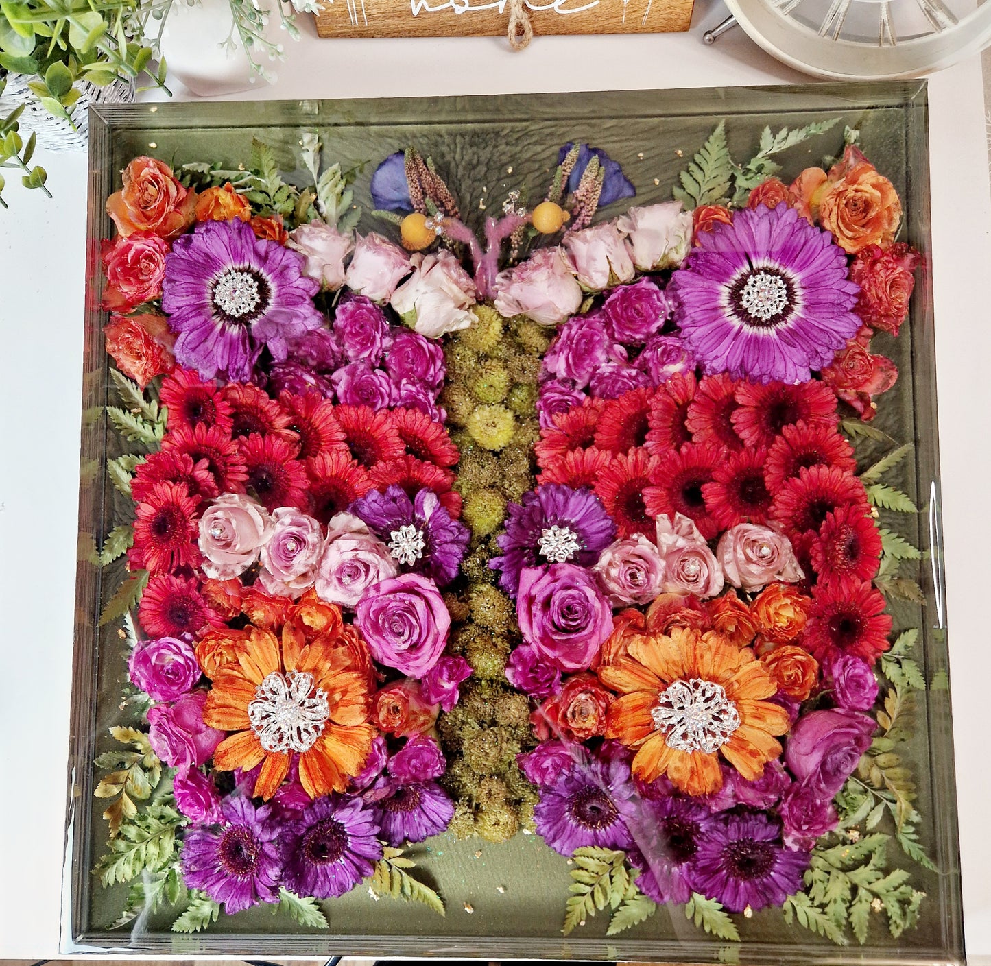 Square Resin Table UK | 45cm Wedding Flower Preservation Table
