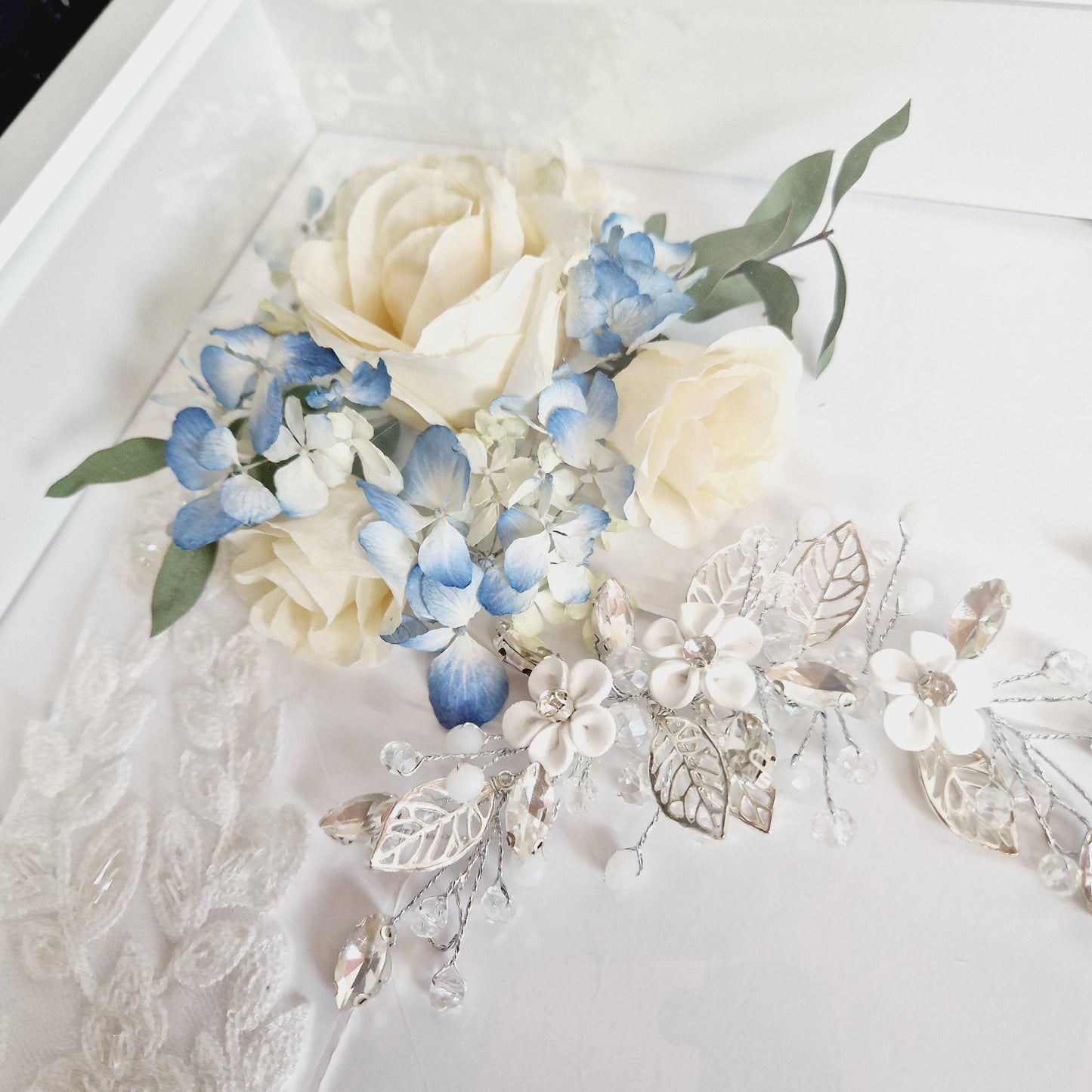 Wedding dress keepsake with flower preservation