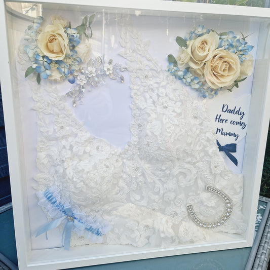 Wedding dress keepsake with flower preservation