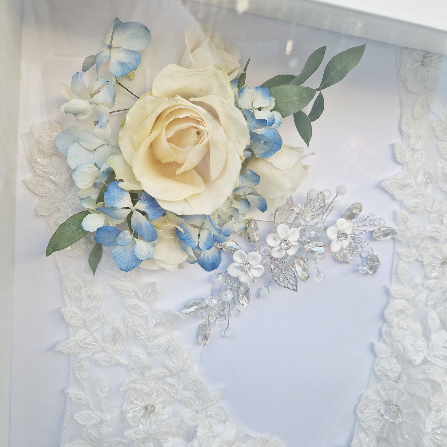 Wedding dress keepsake with flower preservation