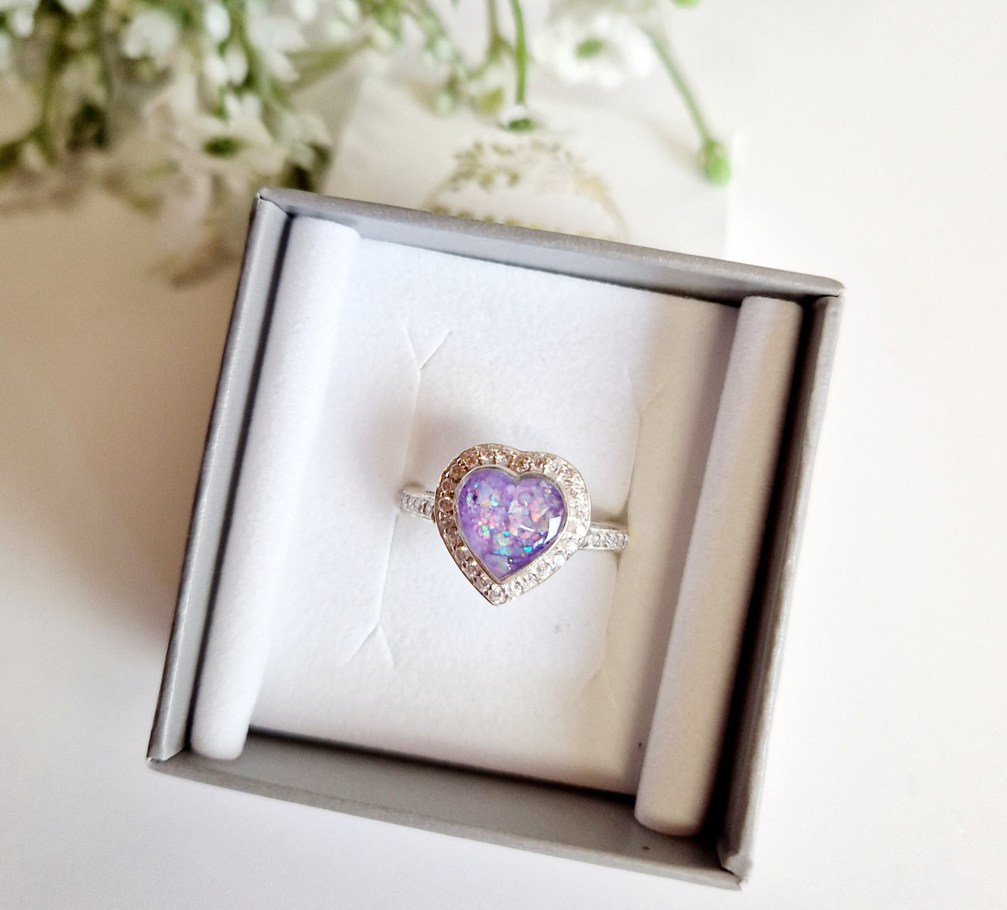 Crystal large heart ring