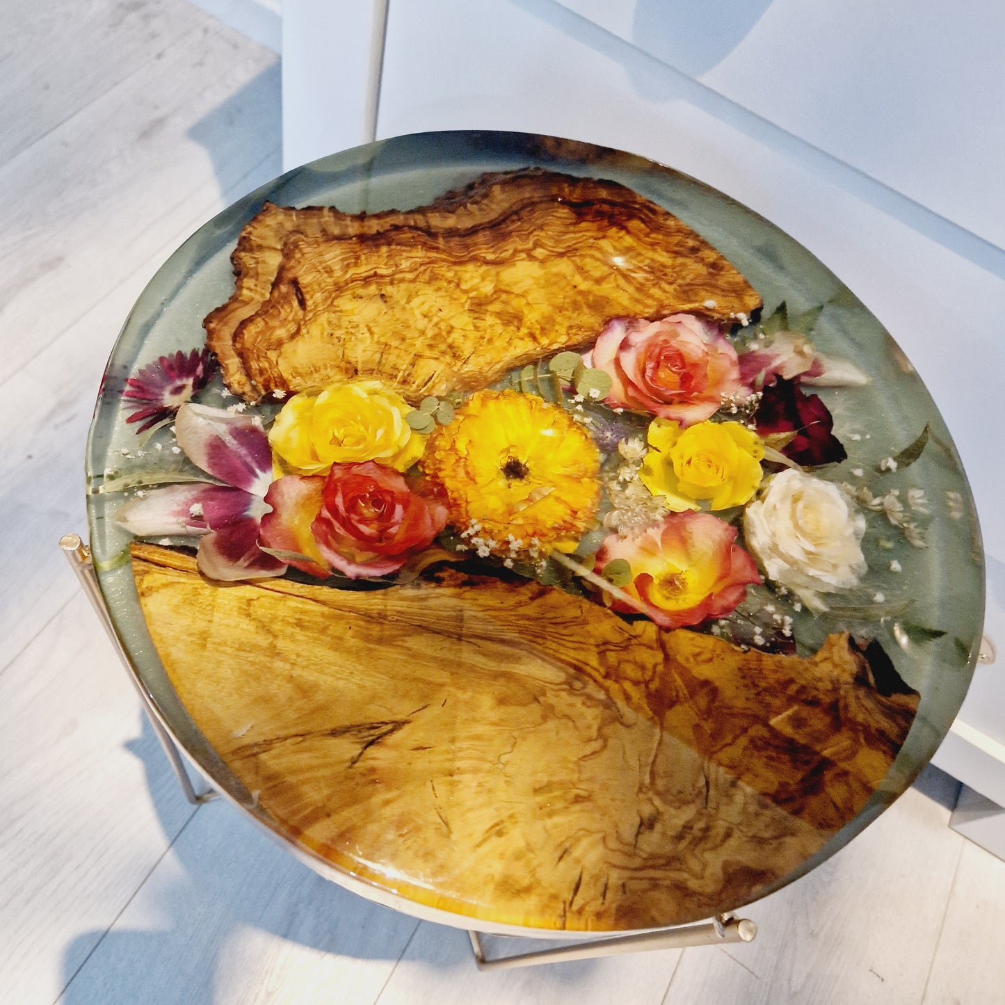 Floral Resin Table 35cm | Wedding Flower Preservation Furniture UK