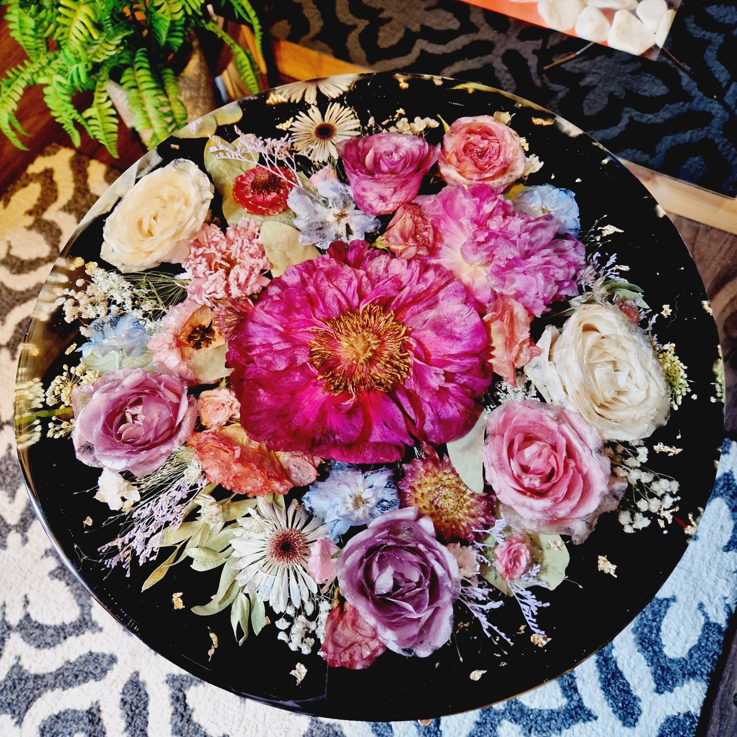 Floral Resin Table 35cm | Wedding Flower Preservation Furniture UK