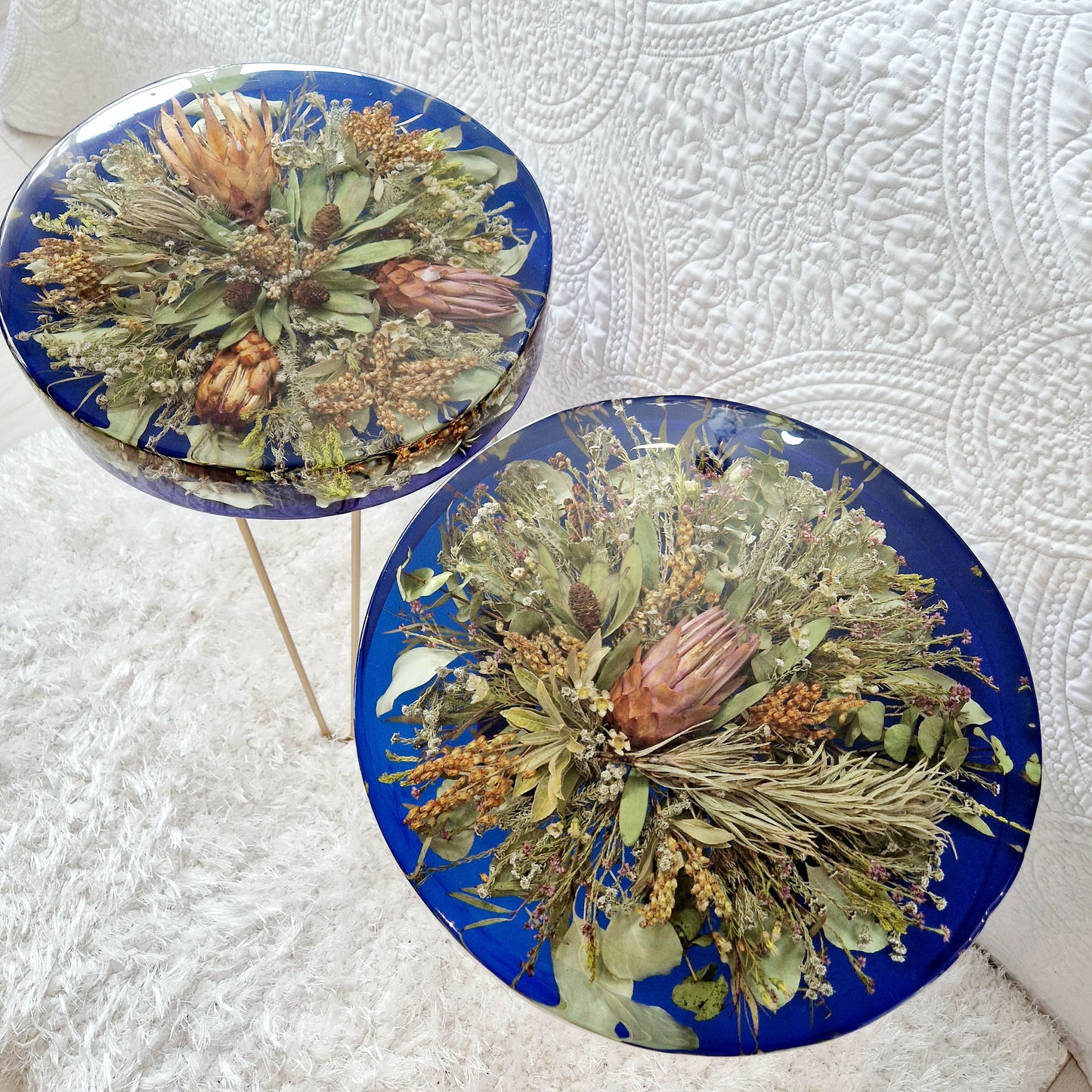Floral Resin Table 35cm | Wedding Flower Preservation Furniture UK