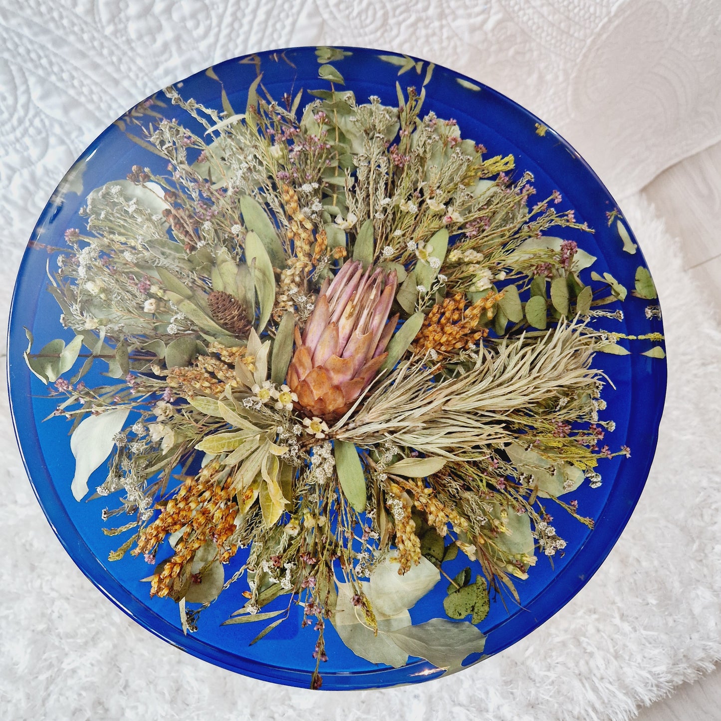 Floral Resin Table 35cm | Wedding Flower Preservation Furniture UK