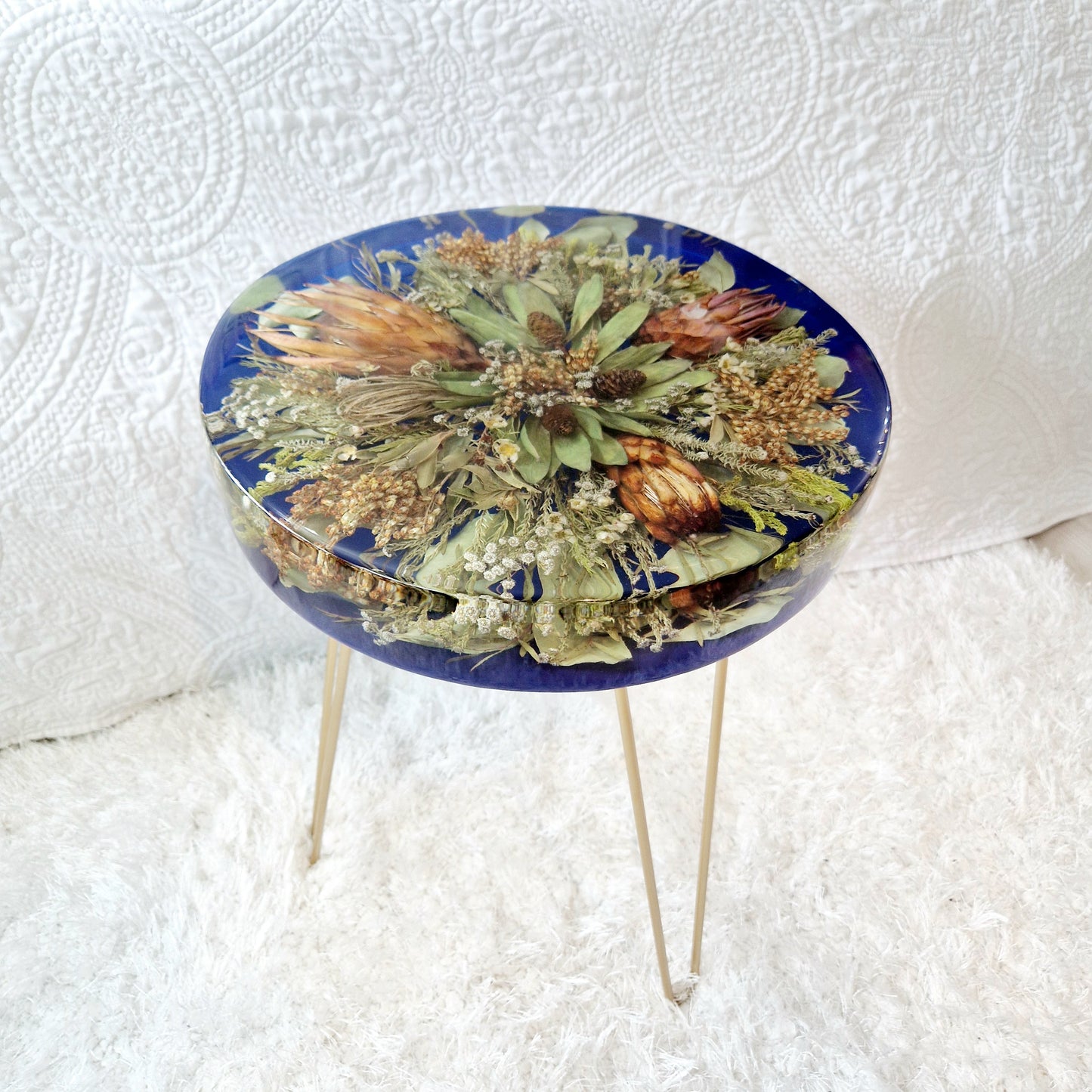 Floral Resin Table 35cm | Wedding Flower Preservation Furniture UK
