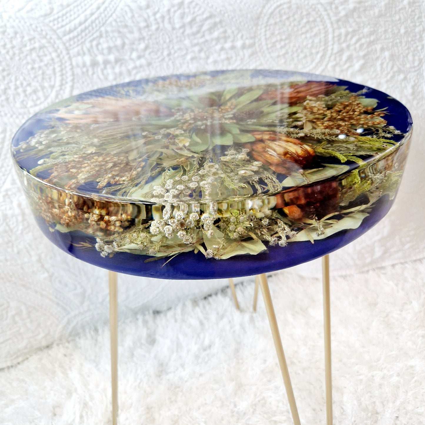 Floral Resin Table 35cm | Wedding Flower Preservation Furniture UK
