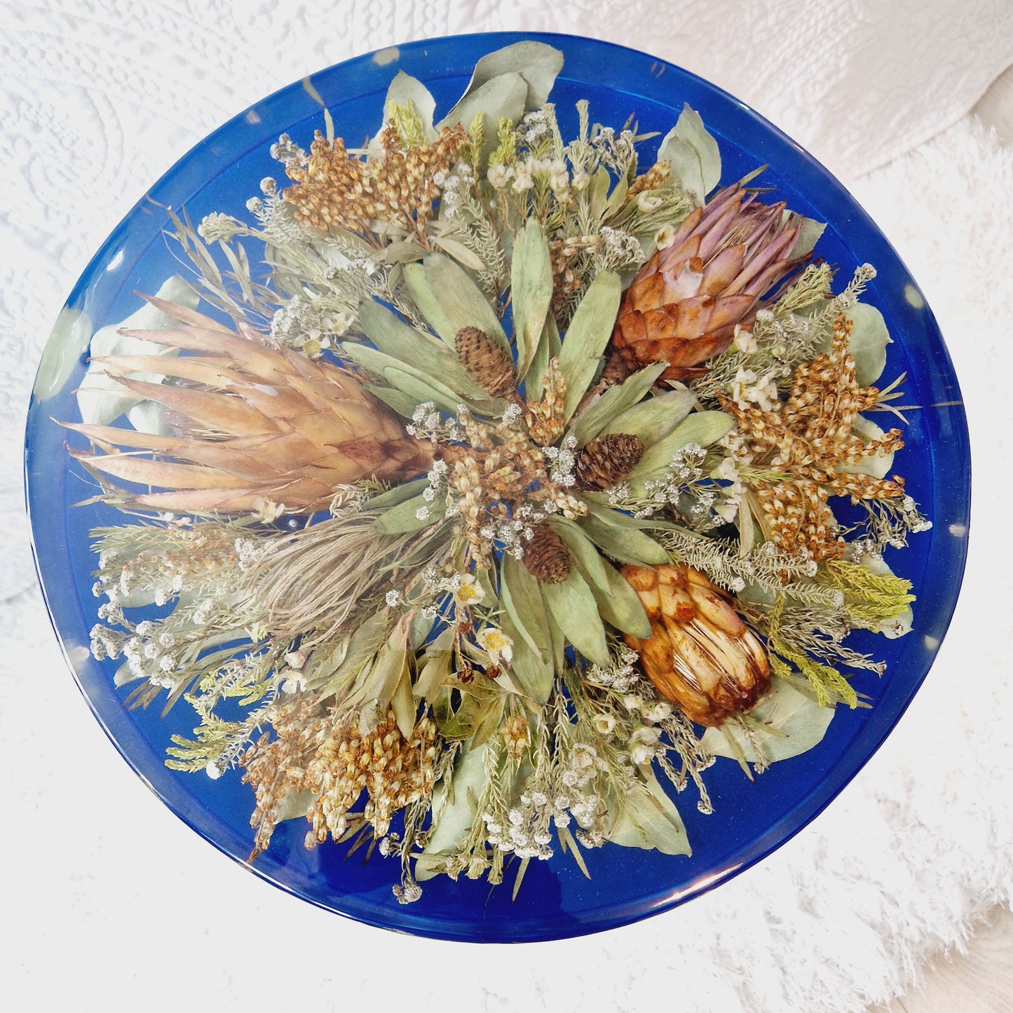 Floral Resin Table 35cm | Wedding Flower Preservation Furniture UK