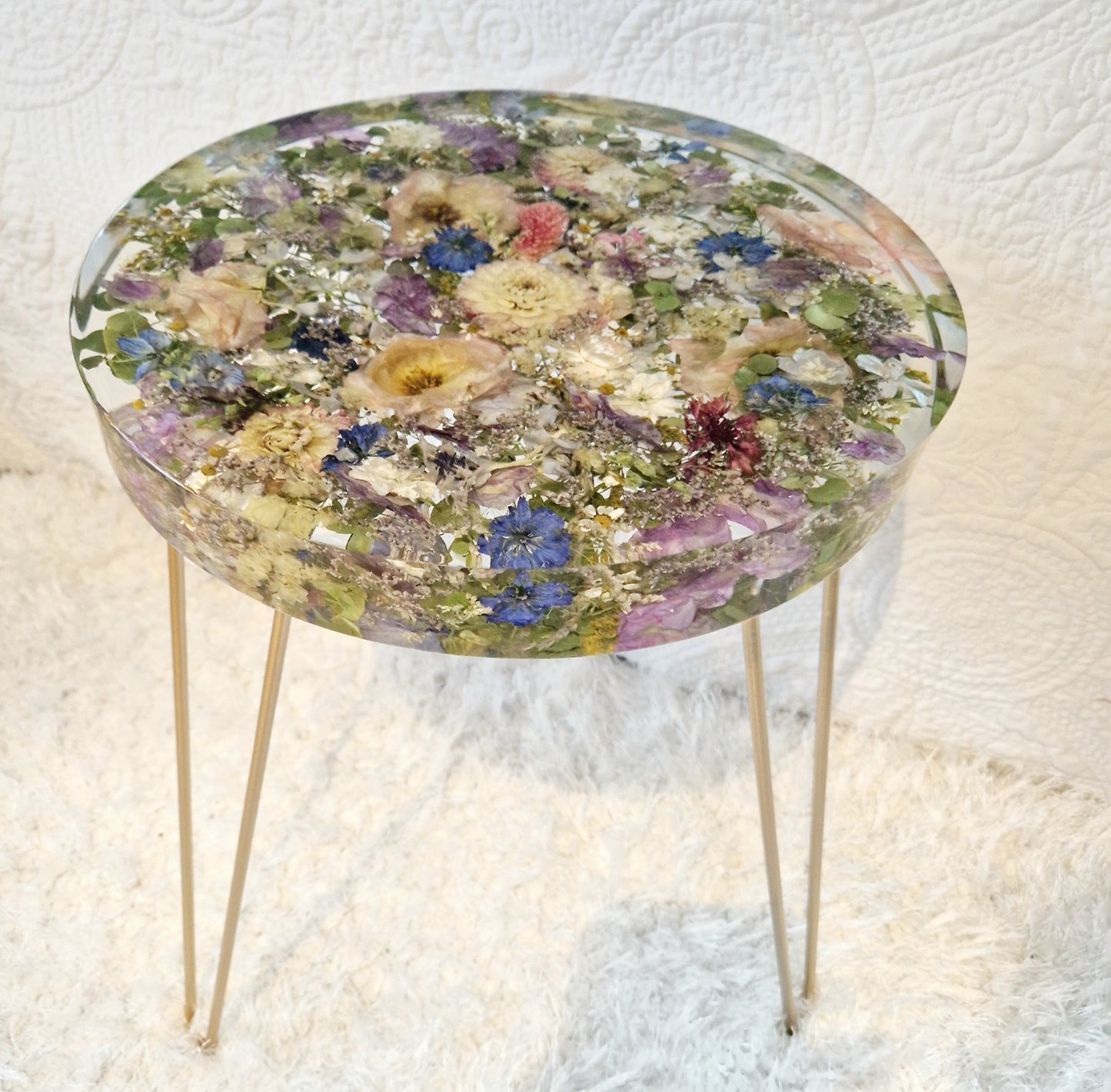 Floral Resin Table 35cm | Wedding Flower Preservation Furniture UK