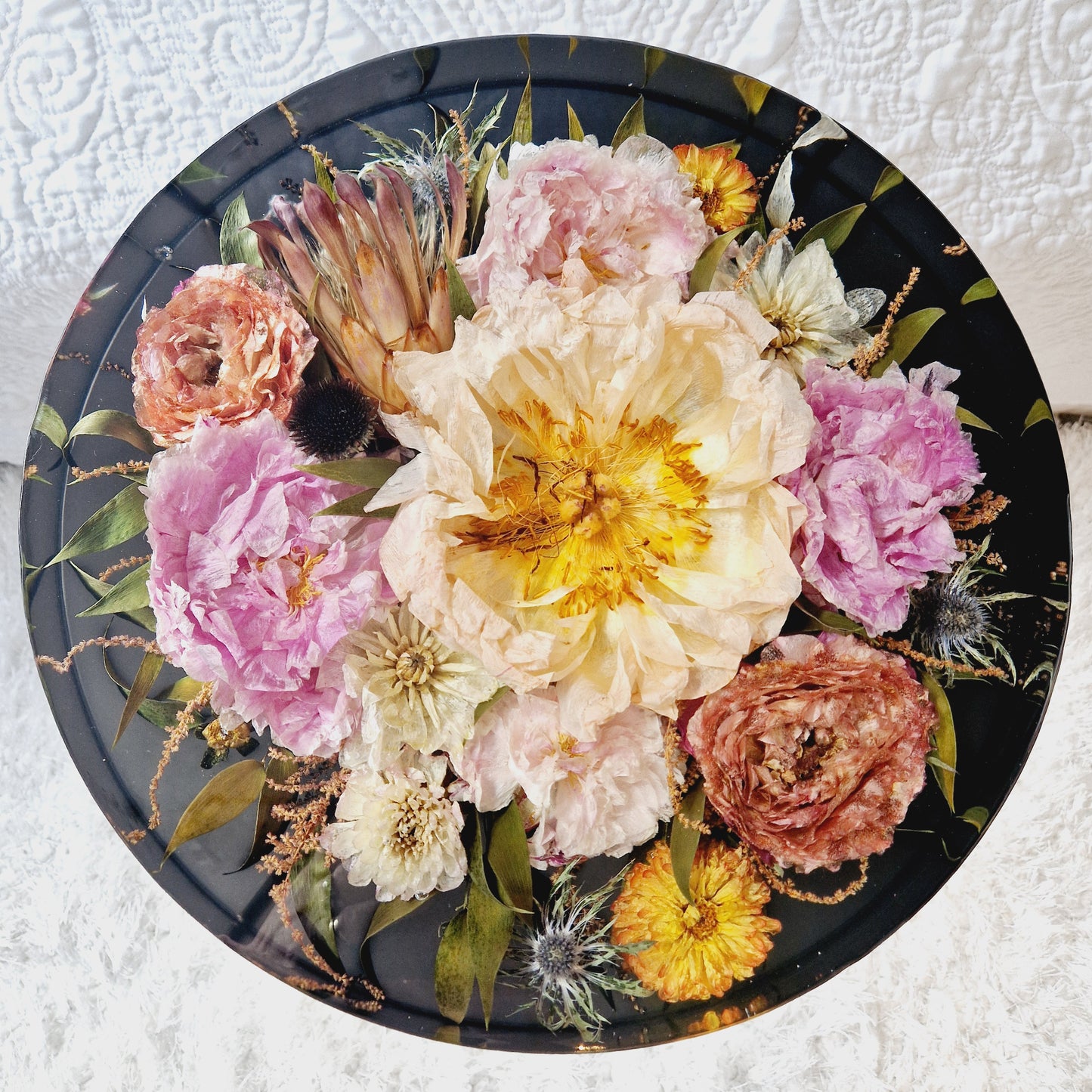 Floral Resin Table 35cm | Wedding Flower Preservation Furniture UK