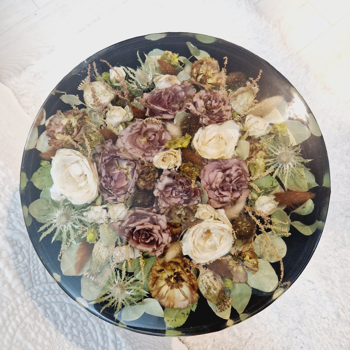 Floral Resin Table 35cm | Wedding Flower Preservation Furniture UK