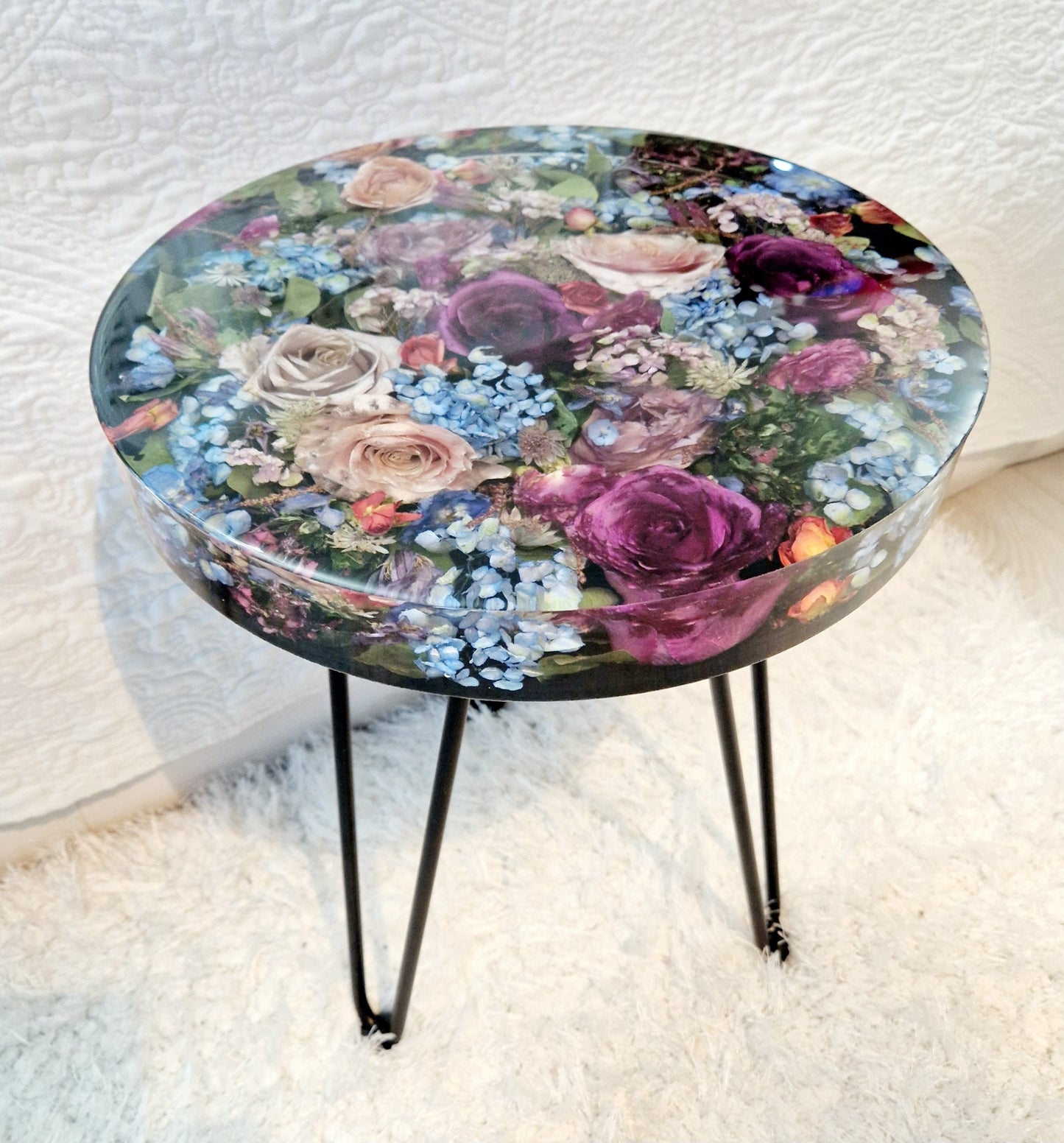 Floral Resin Table 35cm | Wedding Flower Preservation Furniture UK