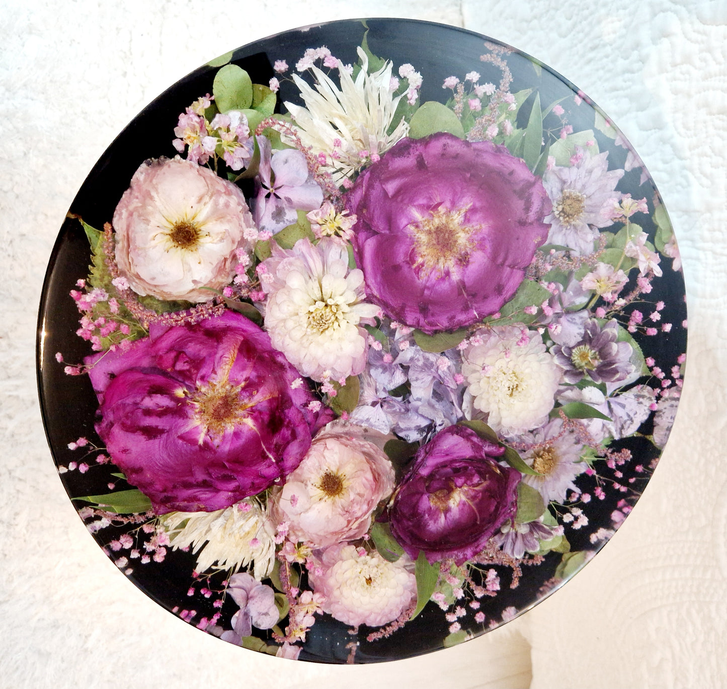 Floral Resin Table 35cm | Wedding Flower Preservation Furniture UK