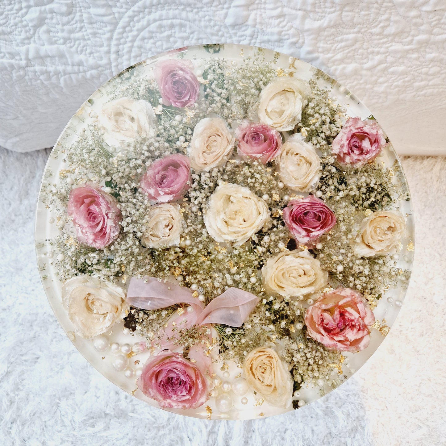 Floral Resin Table 35cm | Wedding Flower Preservation Furniture UK