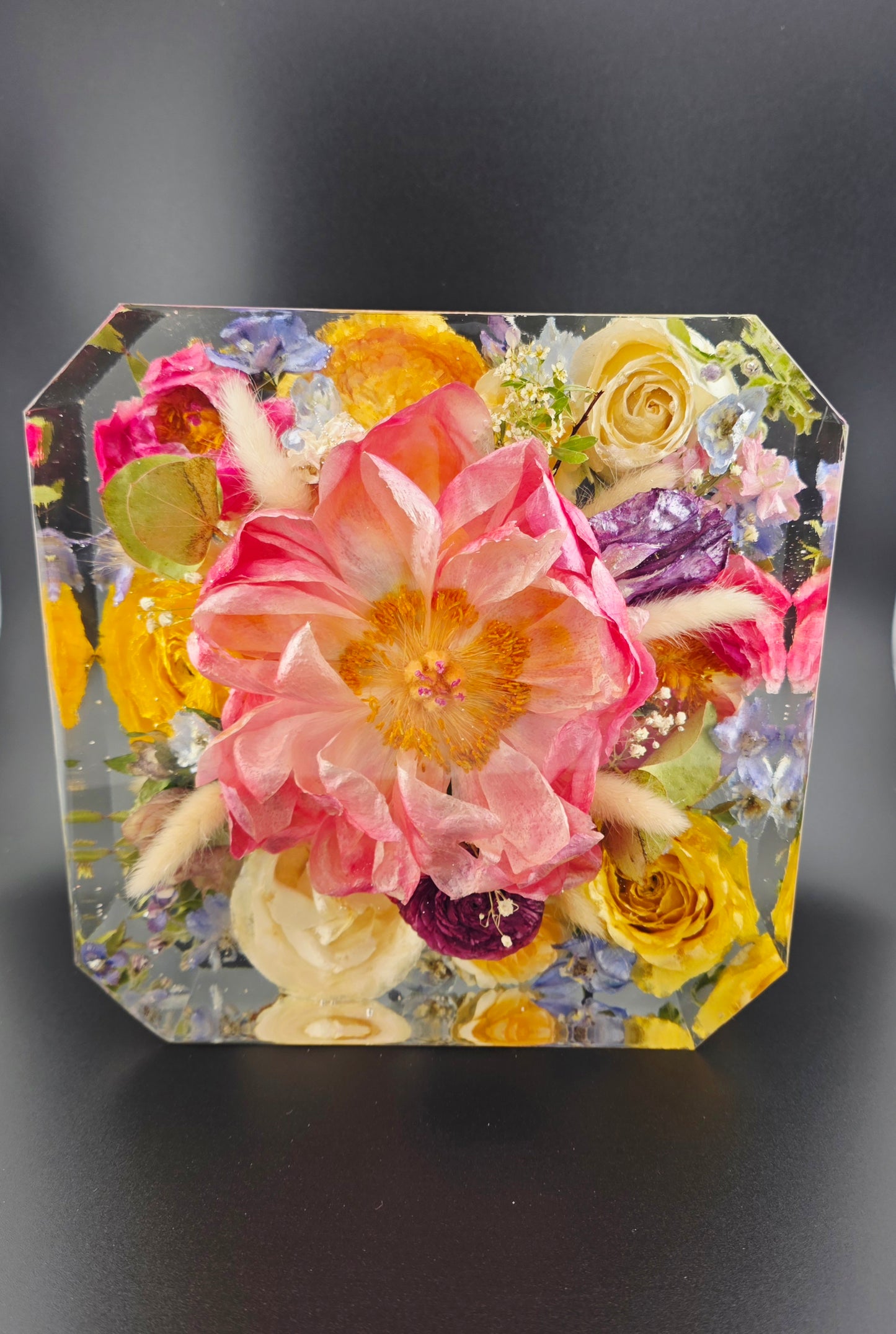 Emerald Flower Preservation Block, 20cm x 8cm deep. Weddings, memorial flowers.