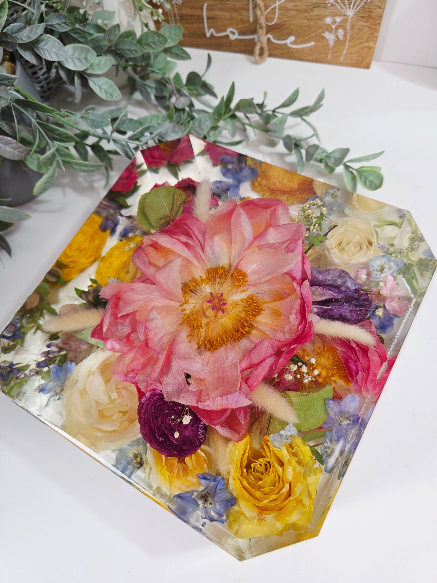 Emerald Flower Preservation Block, 20cm x 8cm deep. Weddings, memorial flowers.