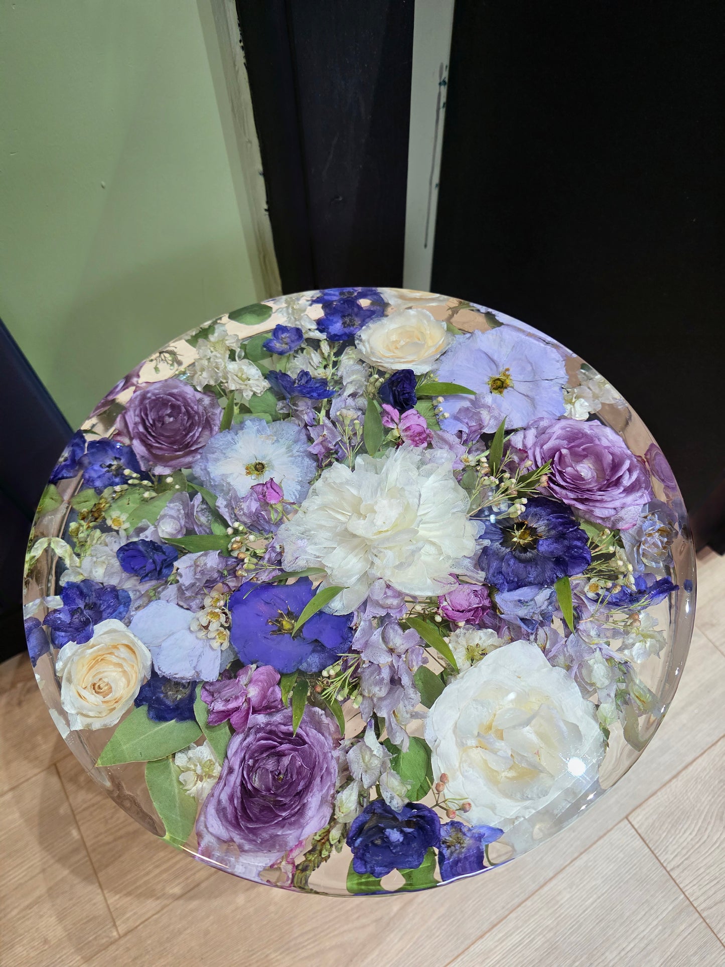 Floral Resin Table 35cm | Wedding Flower Preservation Furniture UK