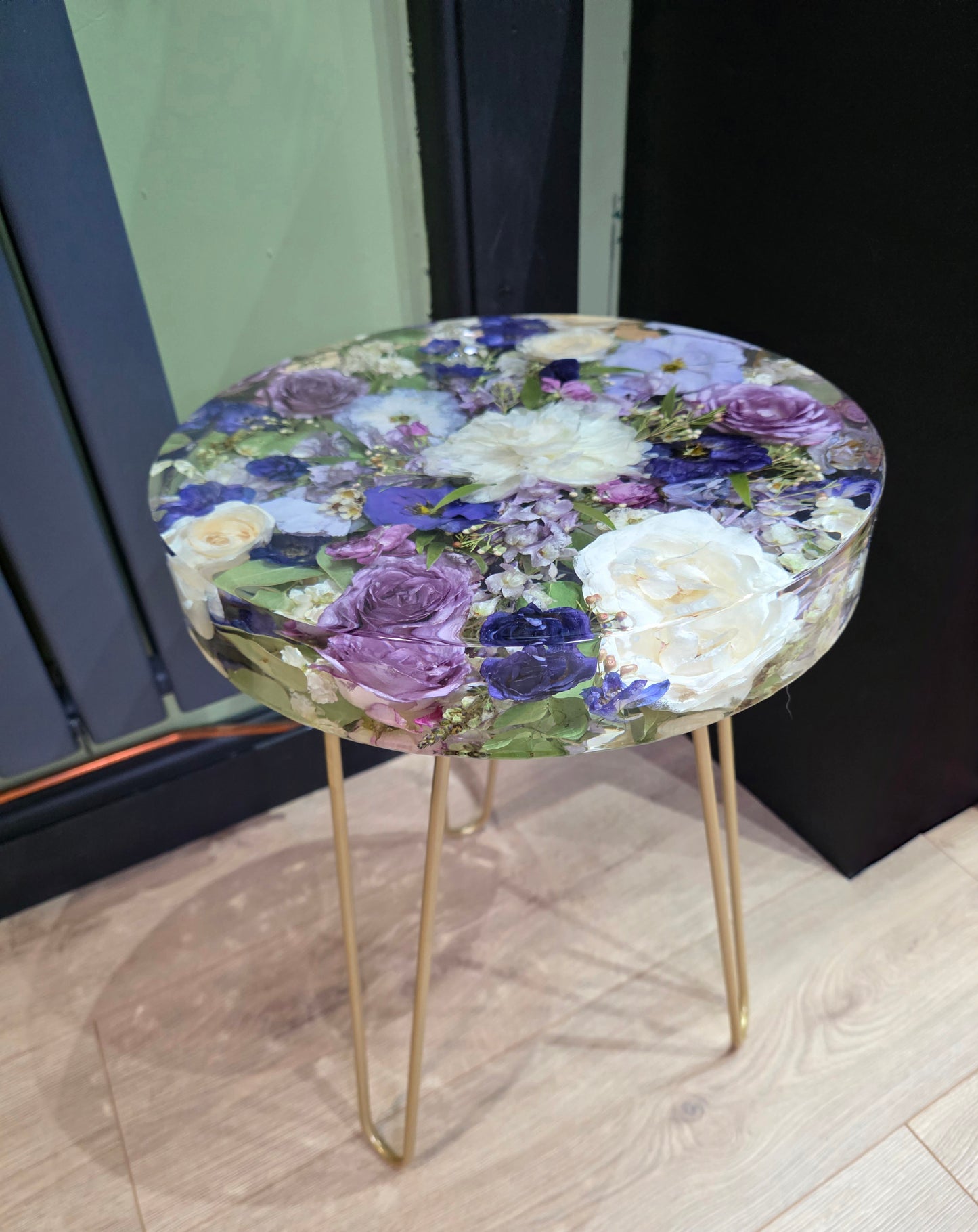 Floral Resin Table 35cm | Wedding Flower Preservation Furniture UK