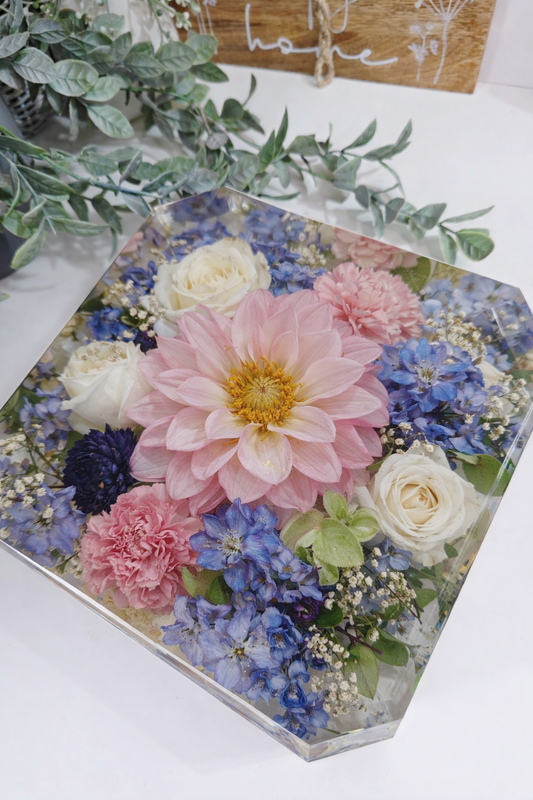 Emerald Flower Preservation Block, 20cm x 8cm deep. Weddings, memorial flowers.