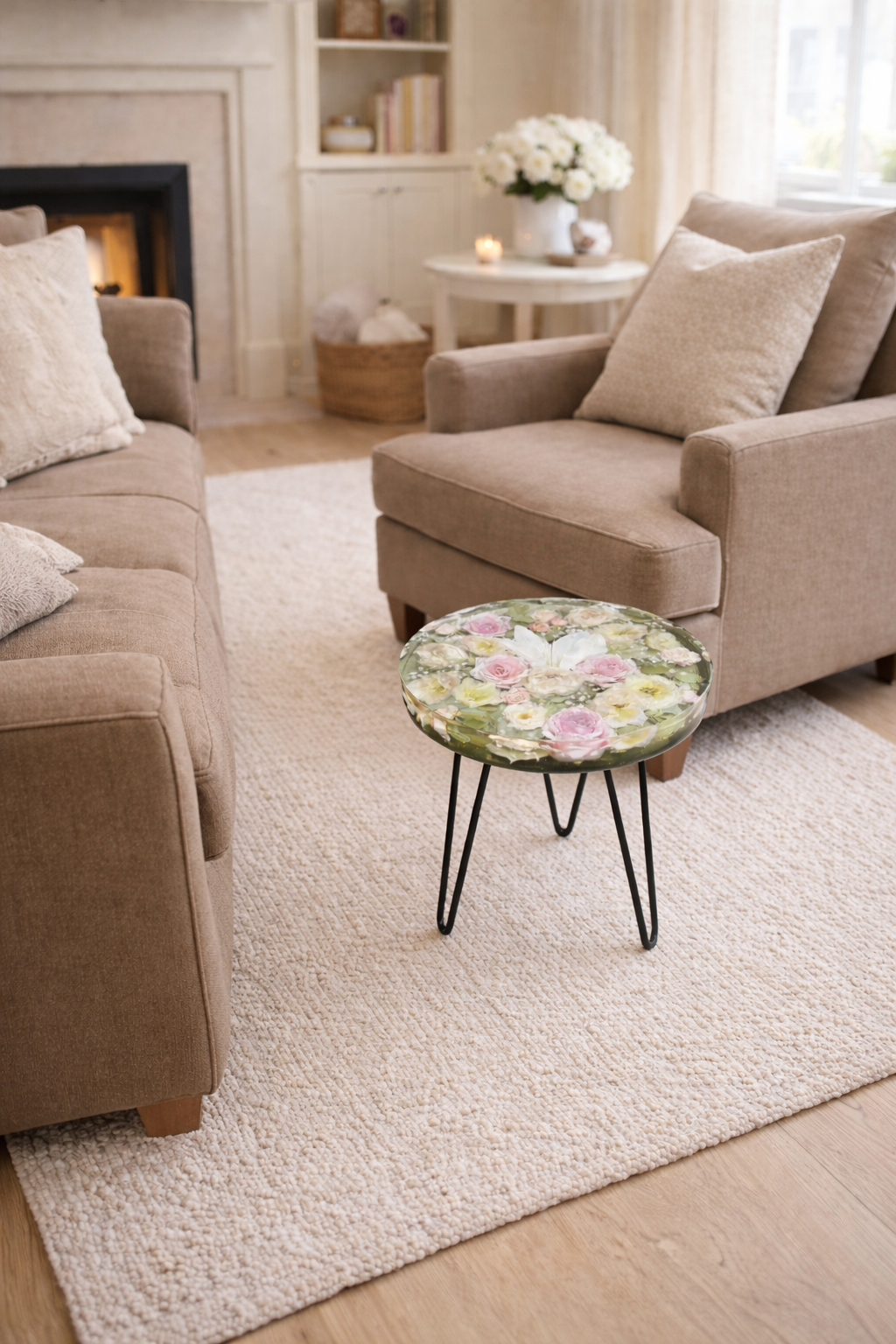 Floral 35cm diameter side table