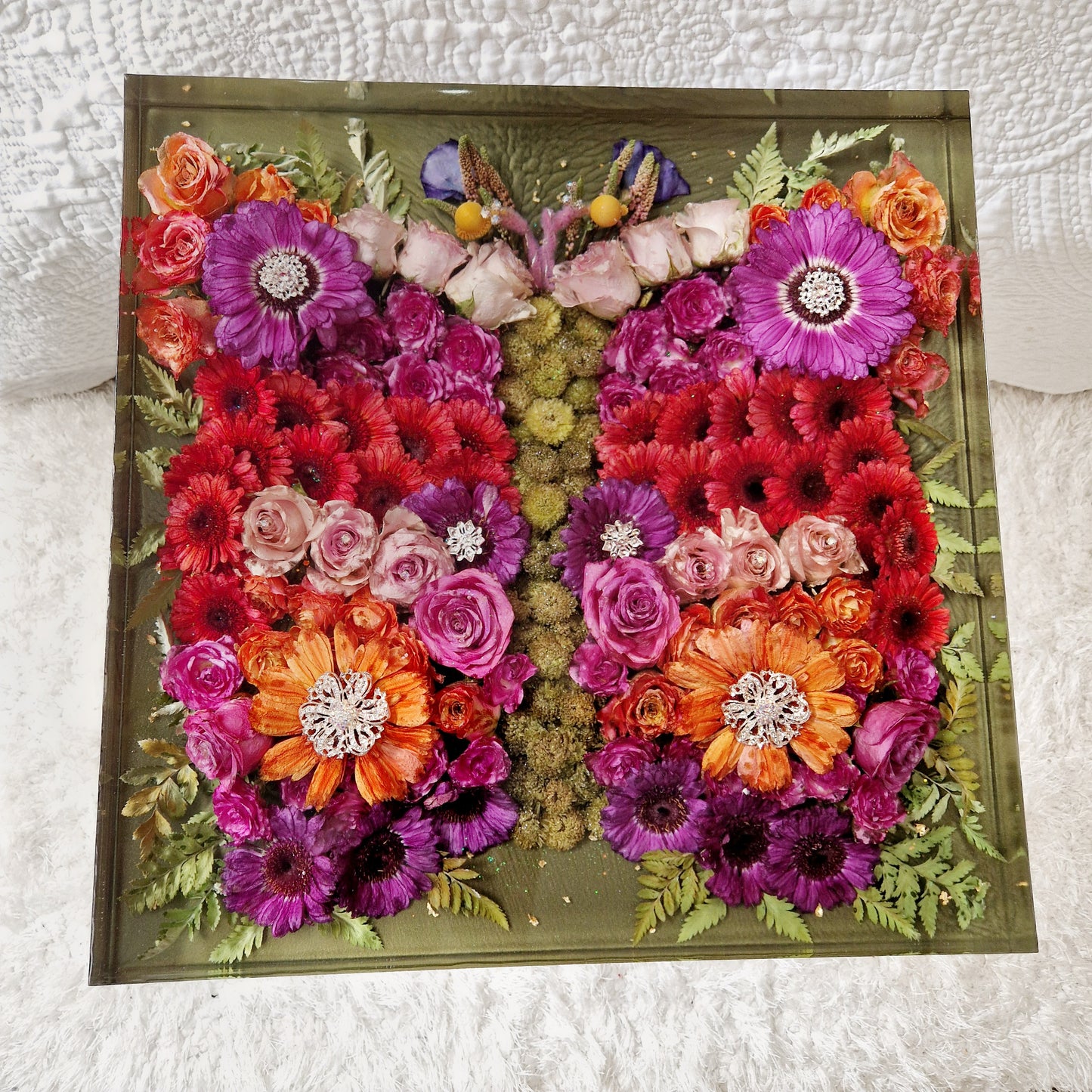 Square Resin Table UK | 45cm Wedding Flower Preservation Table