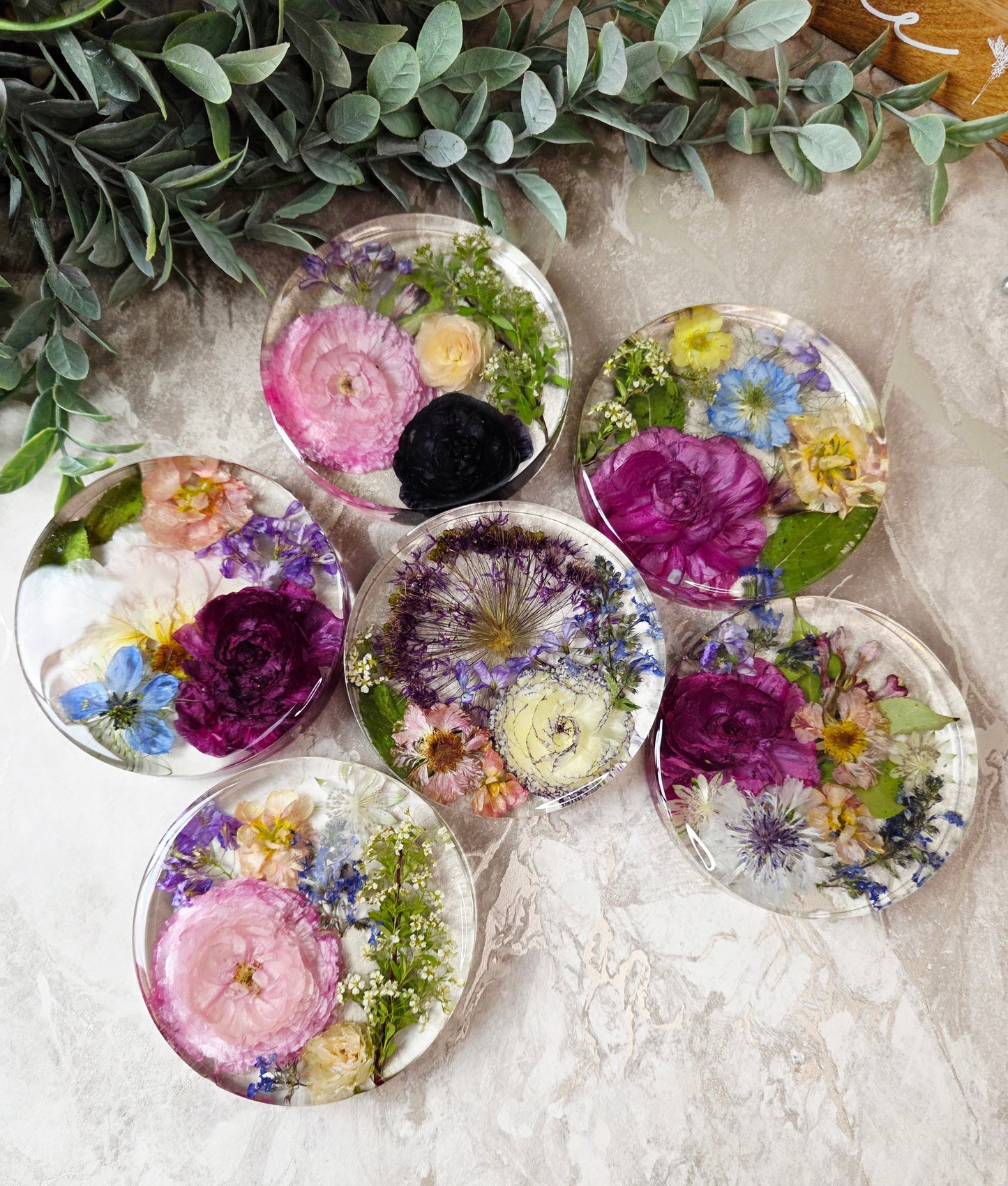 Preserved Flower Coasters - Heat Resistant resin