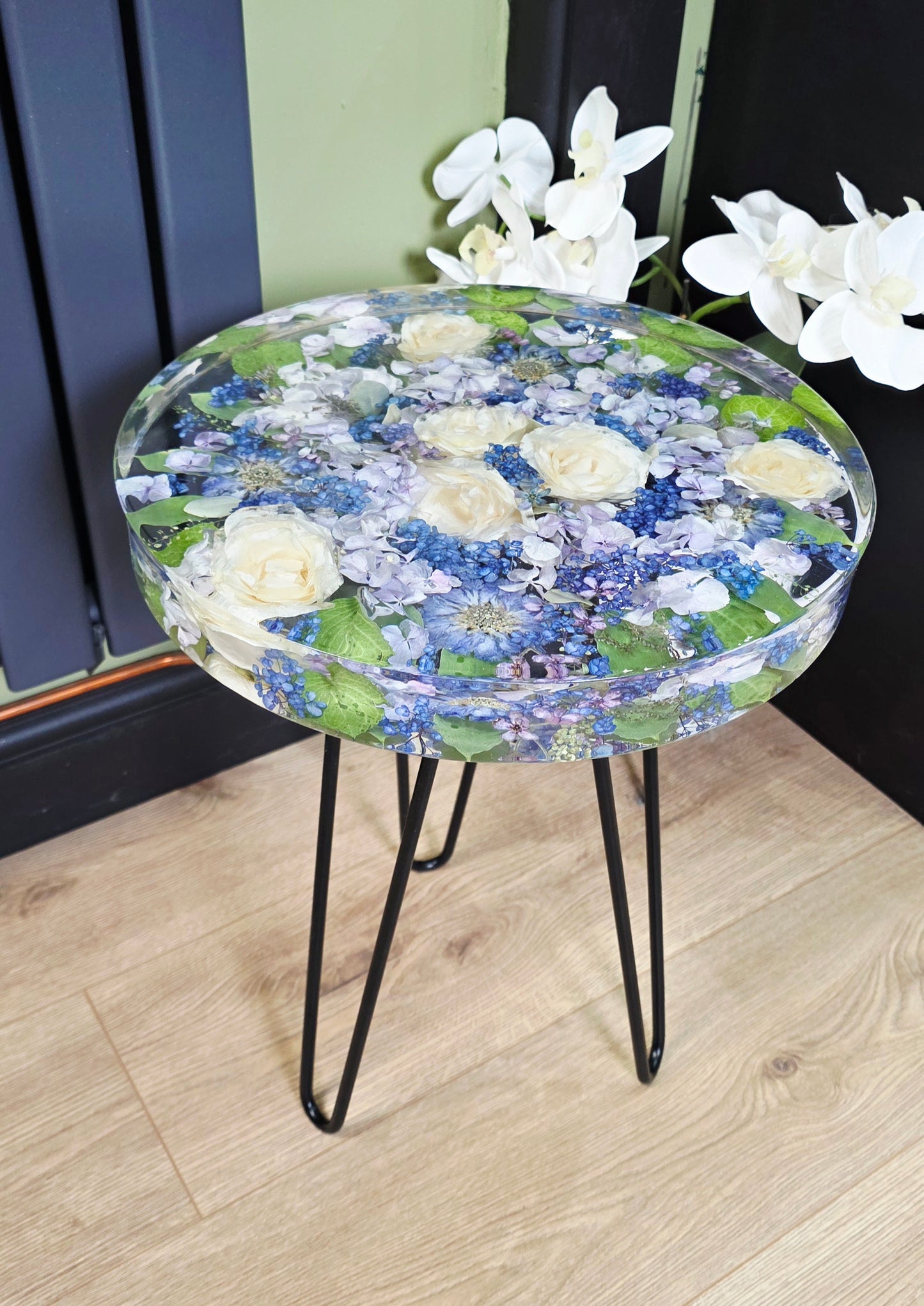 Floral Resin Table 35cm | Wedding Flower Preservation Furniture UK