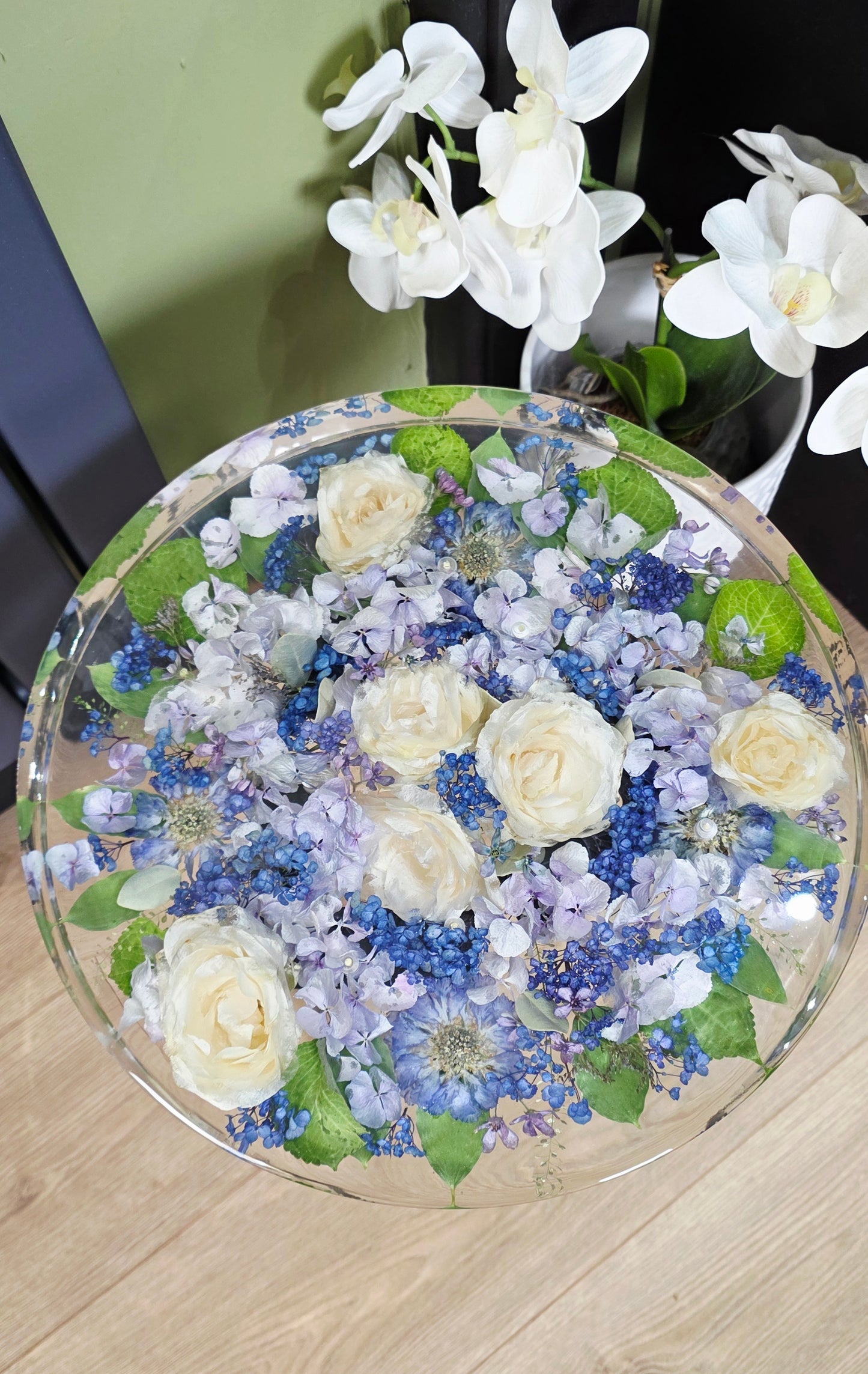 Floral Resin Table 35cm | Wedding Flower Preservation Furniture UK