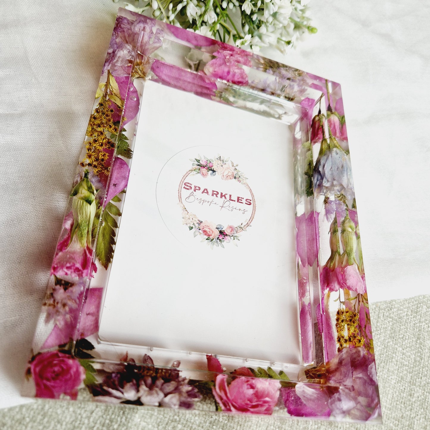 Photo frame with glass front and backing board